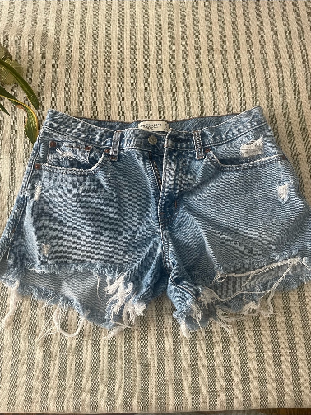 Abercrombie & Fitch Light Blue Distressed Denim Cutoff Shorts